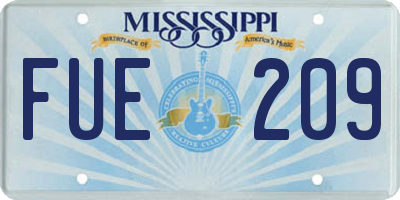 MS license plate FUE209
