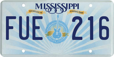 MS license plate FUE216