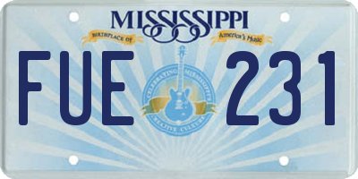 MS license plate FUE231