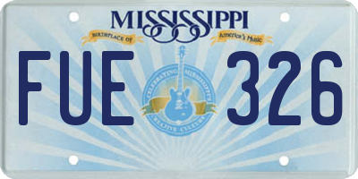 MS license plate FUE326