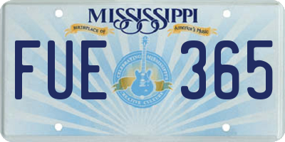 MS license plate FUE365