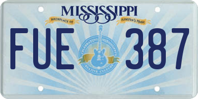 MS license plate FUE387