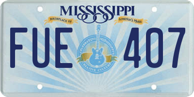 MS license plate FUE407