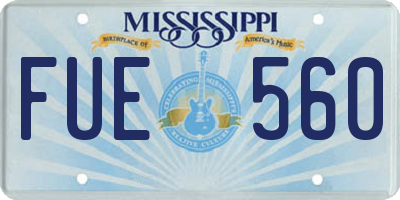 MS license plate FUE560