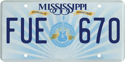 MS license plate FUE670