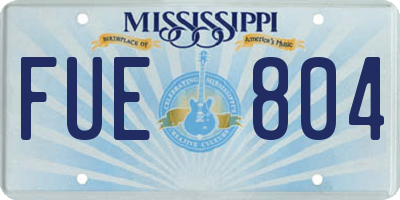 MS license plate FUE804