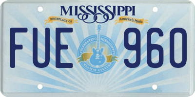 MS license plate FUE960