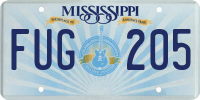 MS license plate FUG205