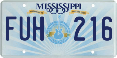 MS license plate FUH216