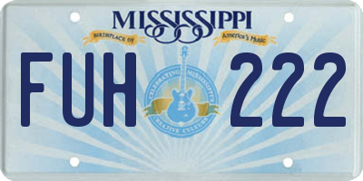 MS license plate FUH222