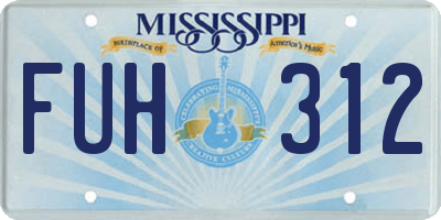 MS license plate FUH312
