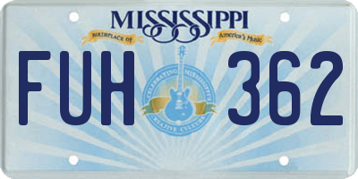 MS license plate FUH362