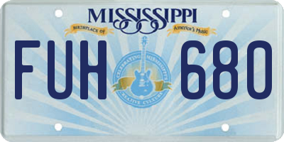 MS license plate FUH680