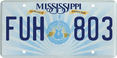 MS license plate FUH803