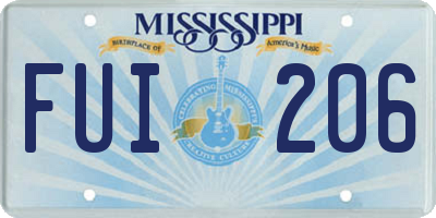 MS license plate FUI206