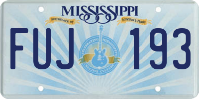 MS license plate FUJ193