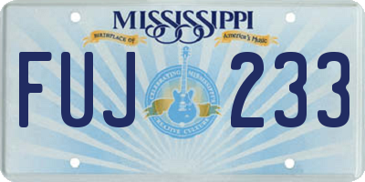 MS license plate FUJ233