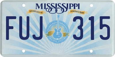 MS license plate FUJ315