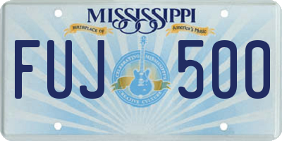 MS license plate FUJ500