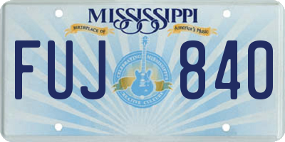 MS license plate FUJ840