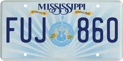 MS license plate FUJ860