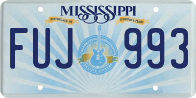 MS license plate FUJ993