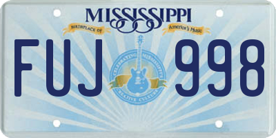 MS license plate FUJ998