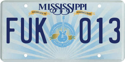 MS license plate FUK013