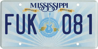 MS license plate FUK081