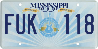 MS license plate FUK118