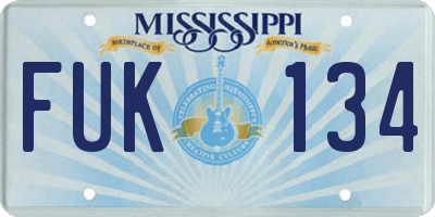 MS license plate FUK134