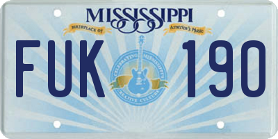 MS license plate FUK190