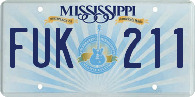 MS license plate FUK211