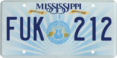 MS license plate FUK212