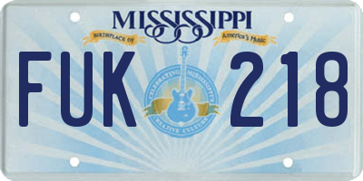 MS license plate FUK218