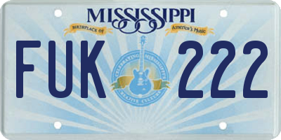 MS license plate FUK222