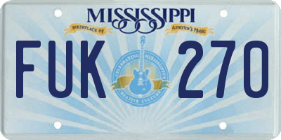 MS license plate FUK270