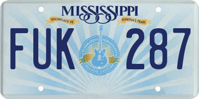 MS license plate FUK287