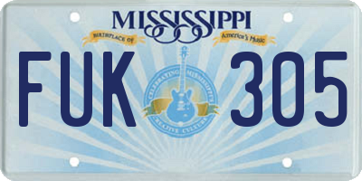 MS license plate FUK305