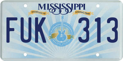 MS license plate FUK313