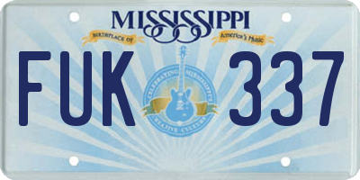 MS license plate FUK337