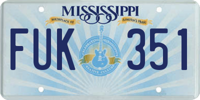 MS license plate FUK351