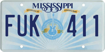 MS license plate FUK411