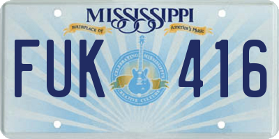 MS license plate FUK416