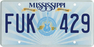 MS license plate FUK429