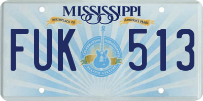 MS license plate FUK513