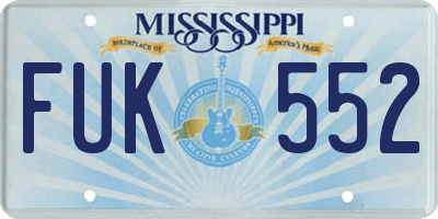 MS license plate FUK552