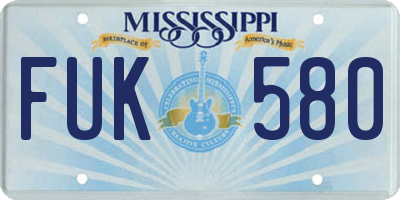 MS license plate FUK580