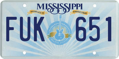 MS license plate FUK651