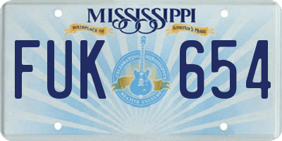 MS license plate FUK654